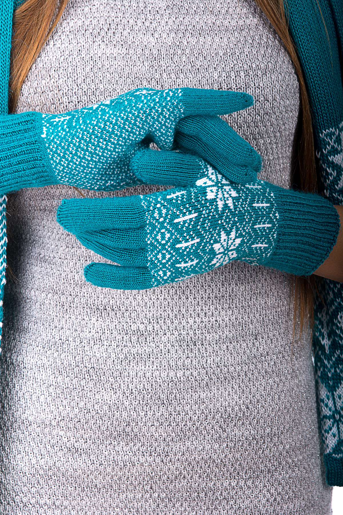 Перчатки теплые зимние вязаные с рисунком, Фото №1 - natalka.ua